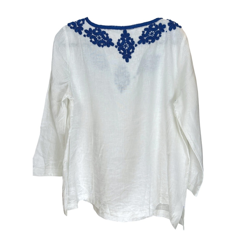 Lilly Pulitzer Elyn Beaded Linen Top White Embroidered Size 12 Resort Vacation‎ - Picture 4 of 9